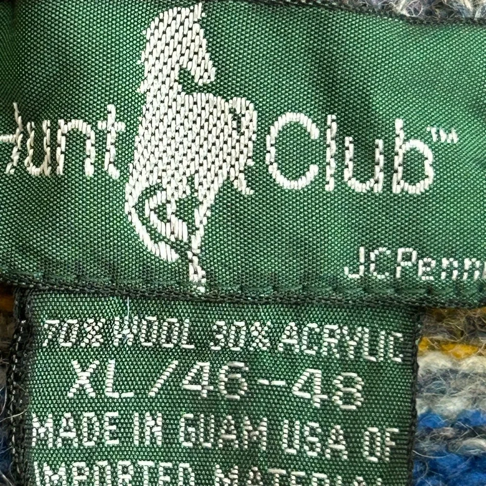 Vintage Hunt Club Wool Sweater
Fair Isle
90s
Blue Yellow Grey
Size XL - Picture 3 of 6